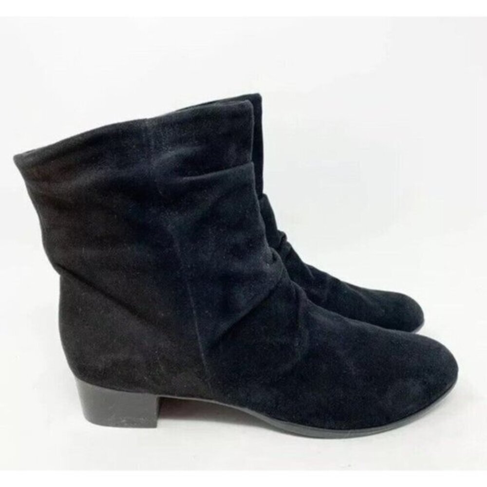 MUNRO Women’s Ankle Boots Pull On Black Suede Slouch Booties Size 6.5